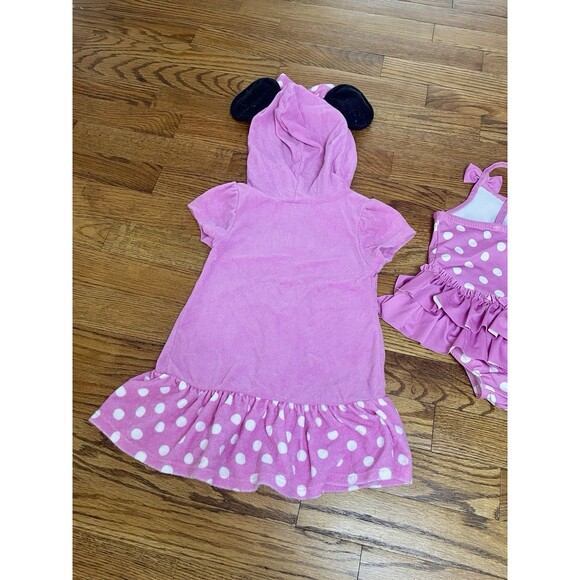 Minnie Mouse Sequin One Piece Swimsuit & Hooded Zip Embroidered Ruffle Cover Up - Picture 9 of 10